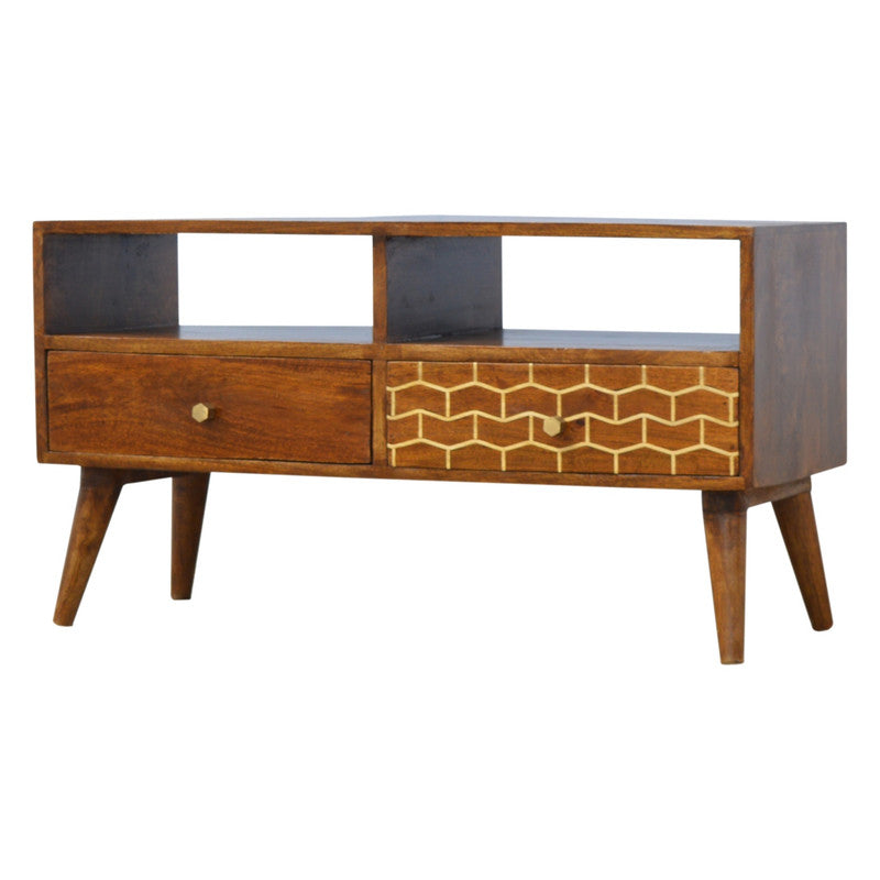 Gold Pattern Drawer Media Unit