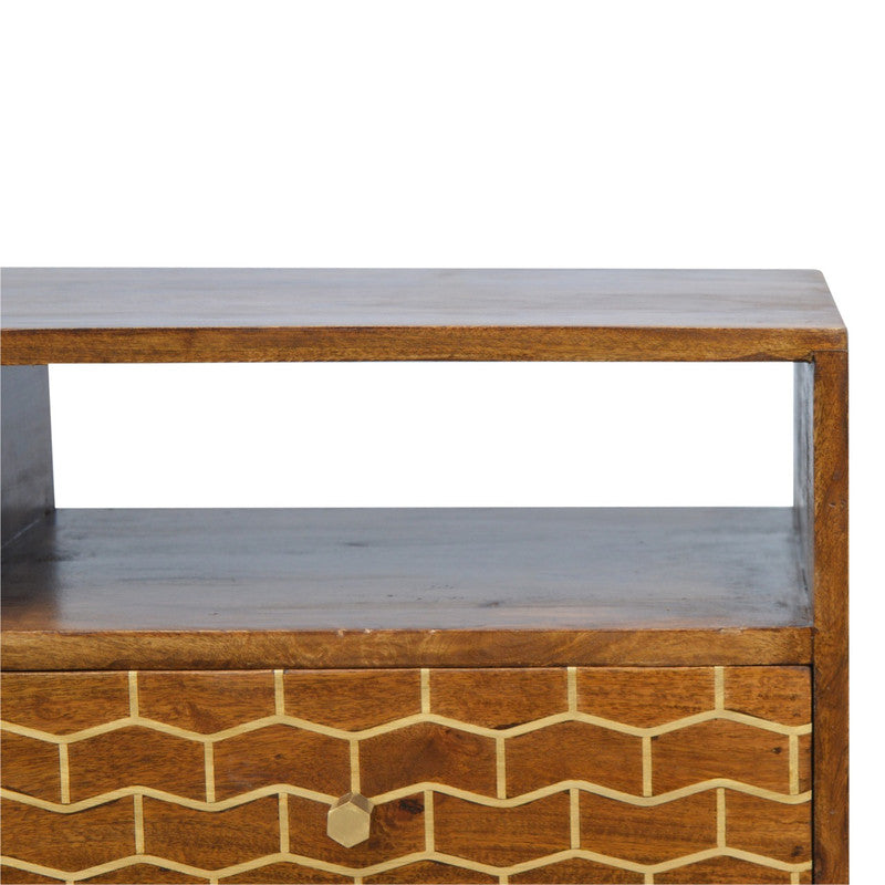 Gold Pattern Drawer Media Unit