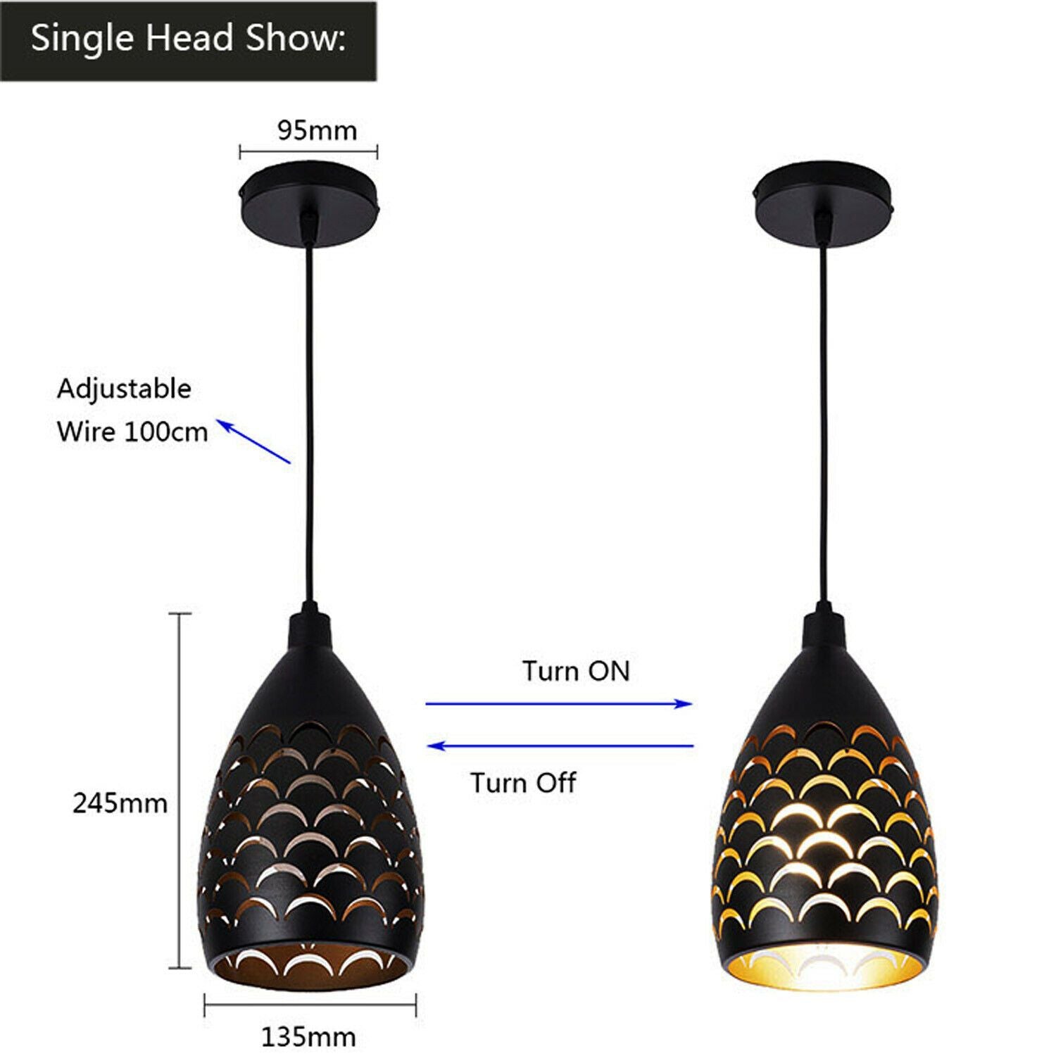Luxury Pendant Cluster Light Fitting Lights Black Cage.
