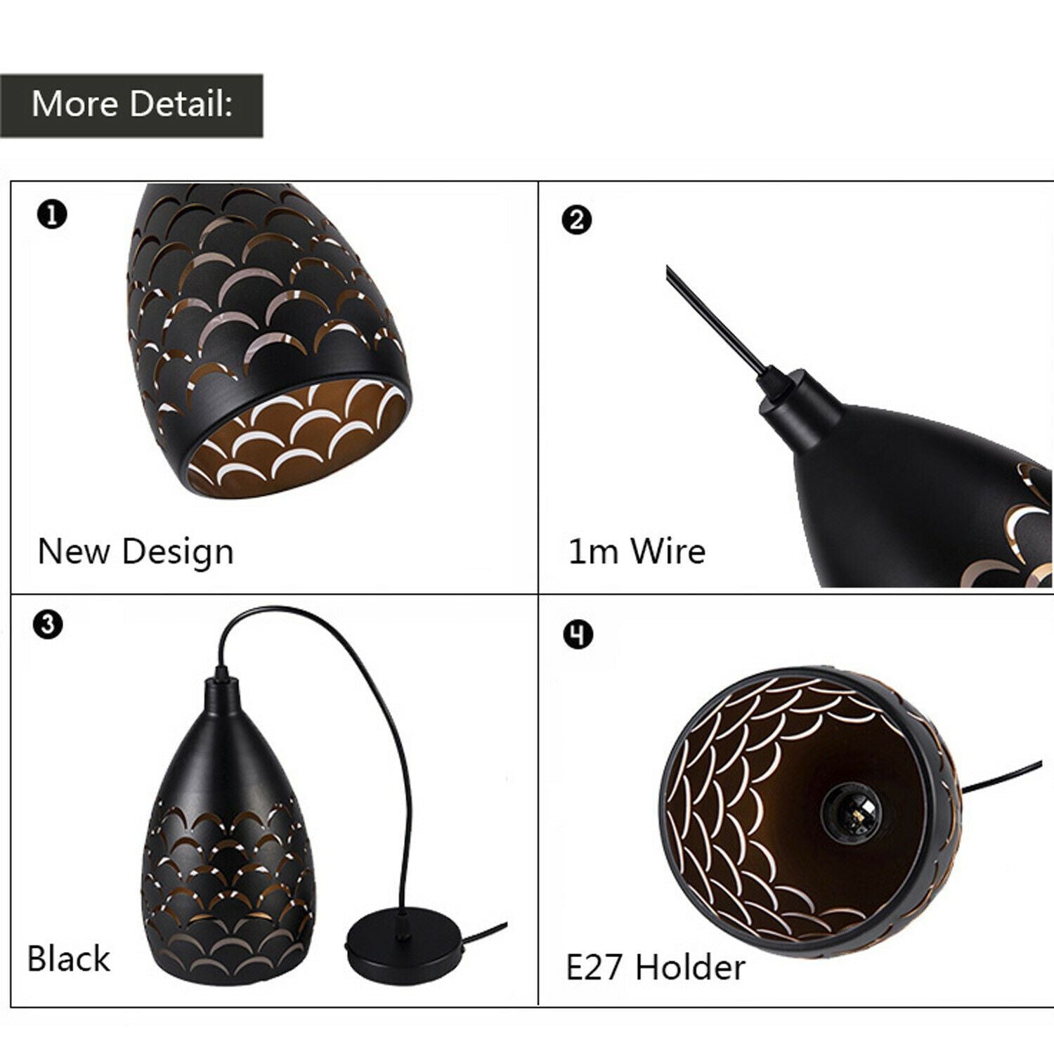 Luxury Pendant Cluster Light Fitting Lights Black Cage.