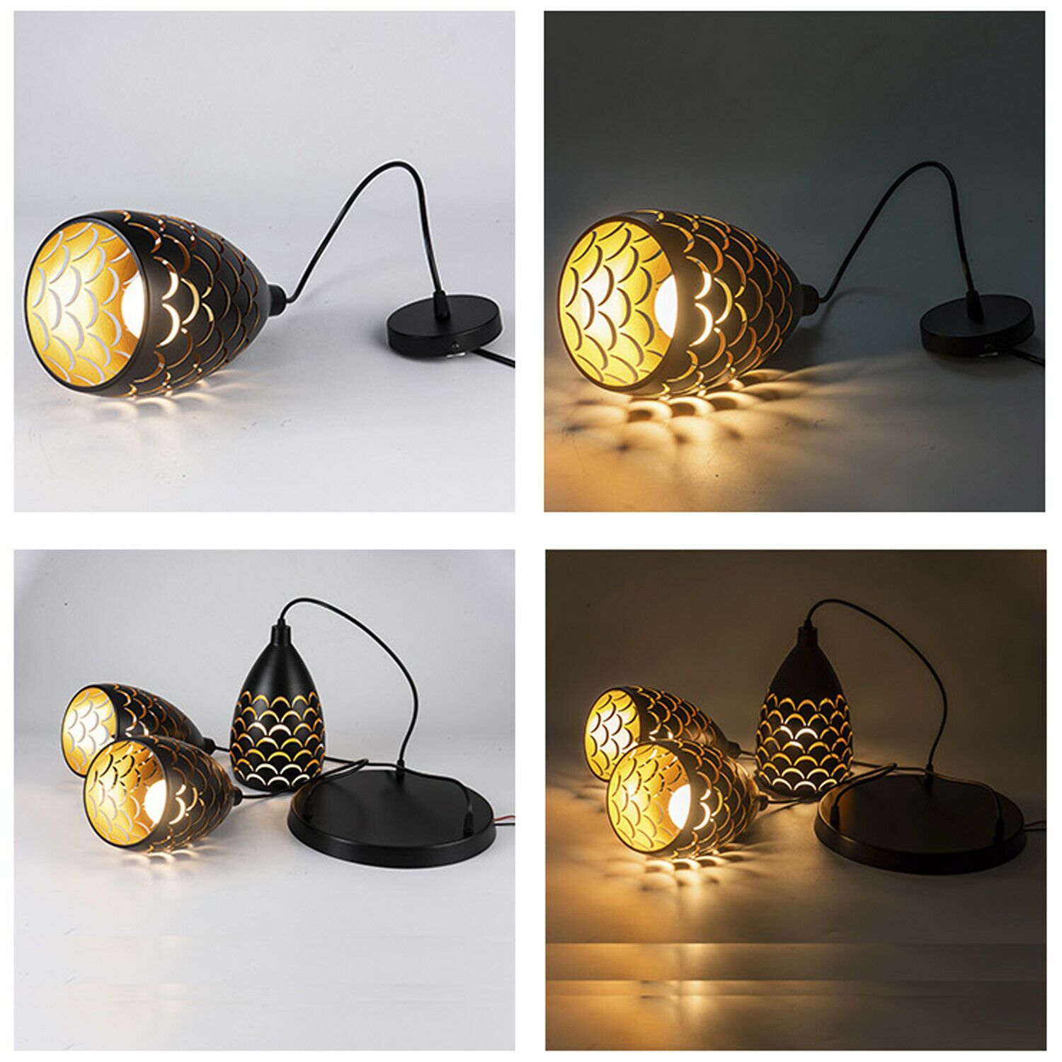 Luxury Pendant Cluster Light Fitting Lights Black Cage.