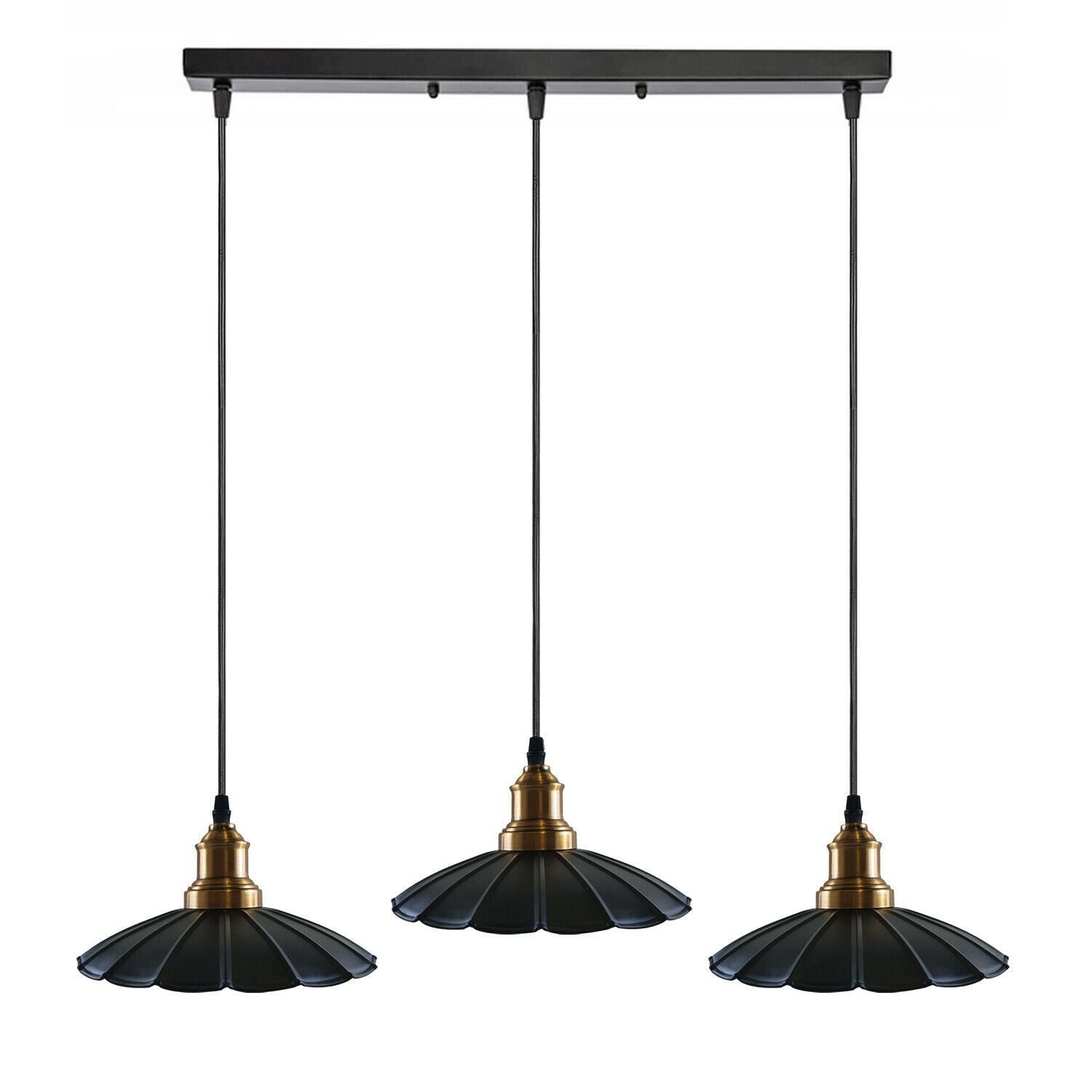 Black 3 Pendant Light with Gold holder~1487