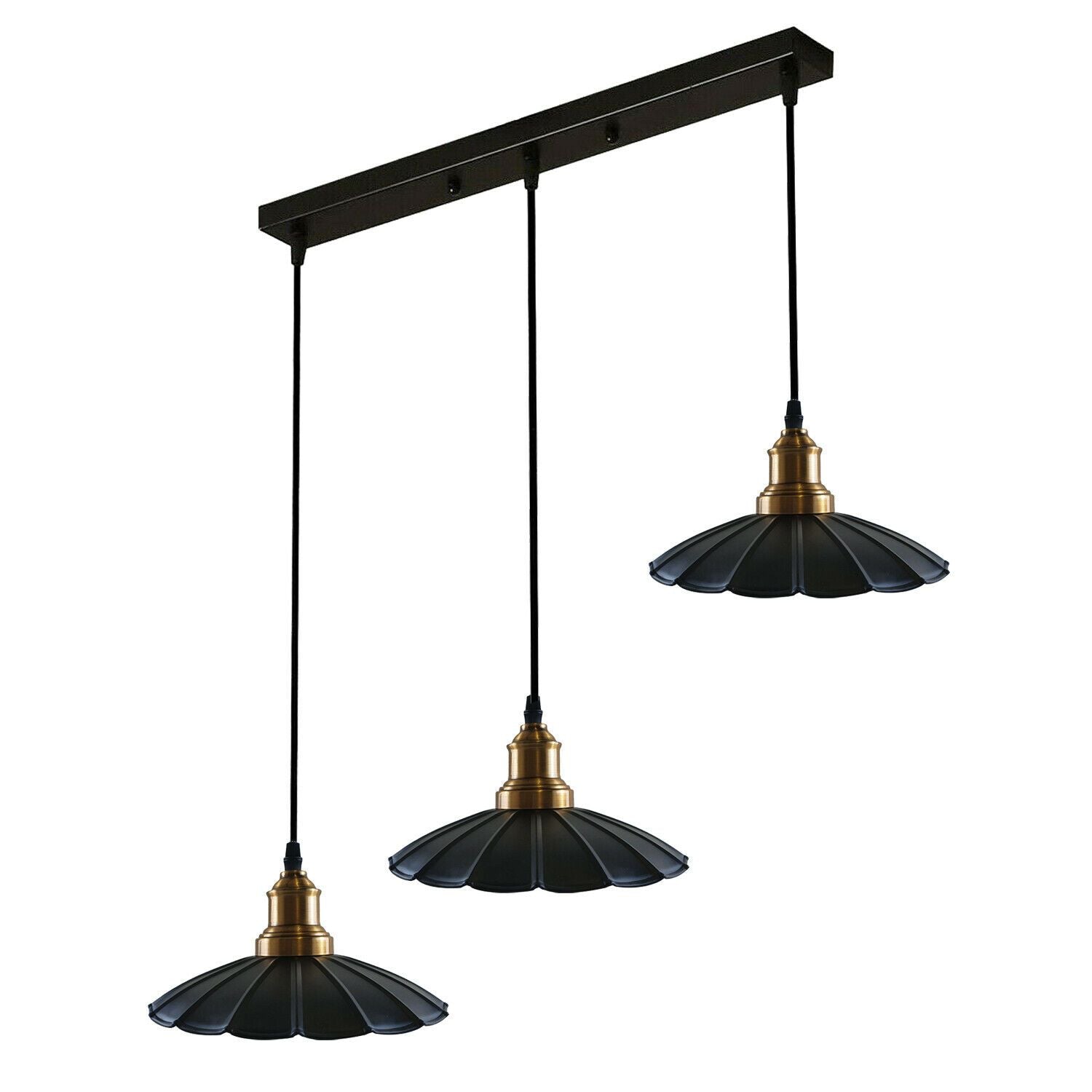 Black 3 Pendant Light with Gold holder~1487