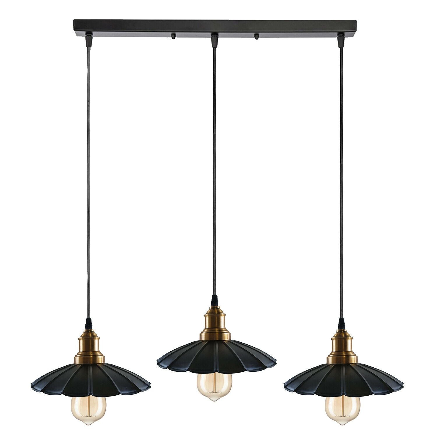 Black 3 Pendant Light with Gold holder~1487