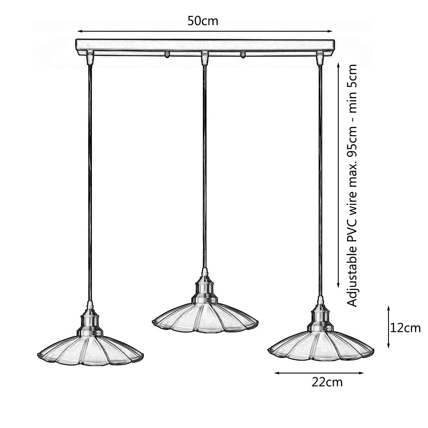 Black 3 Pendant Light with Gold holder~1487
