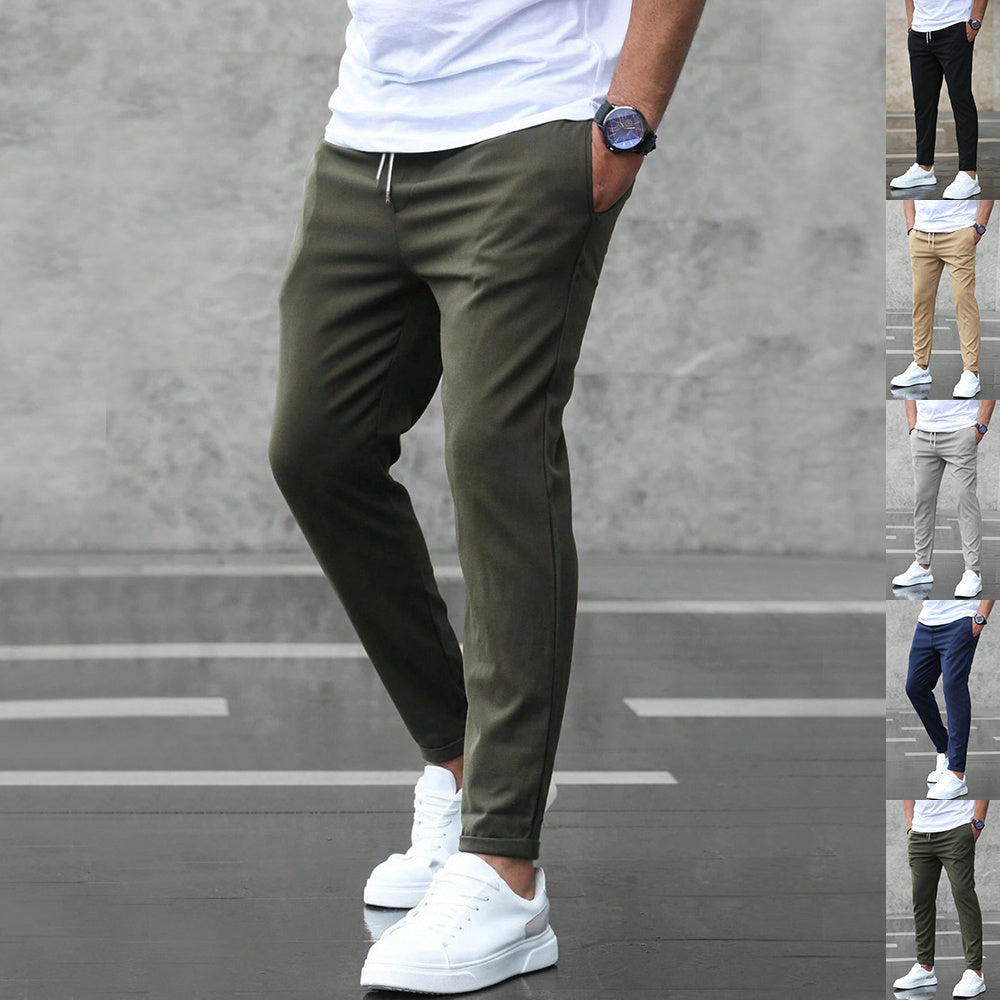 DenimDare™ Men’s Slim Fit Casual Pants With Drawstring & Pockets