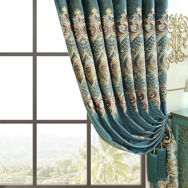 VelureMajestique™ – Luxury Embroidered Blackout Curtains (2-Piece Set)