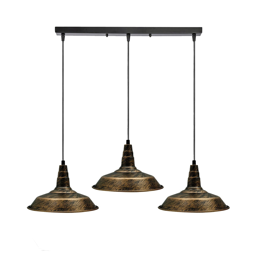 Industrial Vintage 3-Head Pendant Light | Brushed Copper Bowl