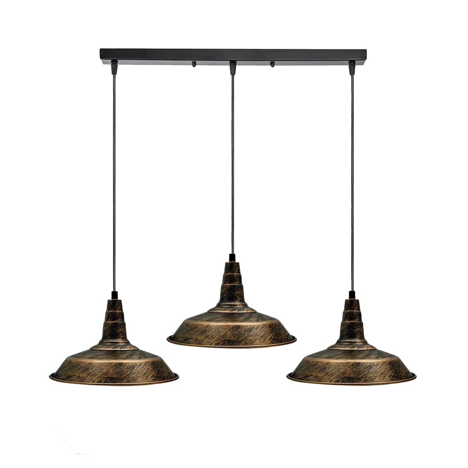 Industrial Vintage 3-Head Pendant Light | Brushed Copper Bowl