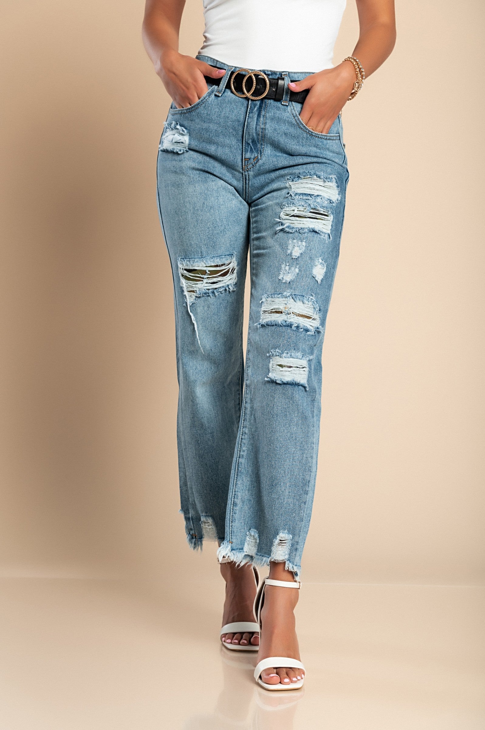Alexandria Green Jeans with Slits
