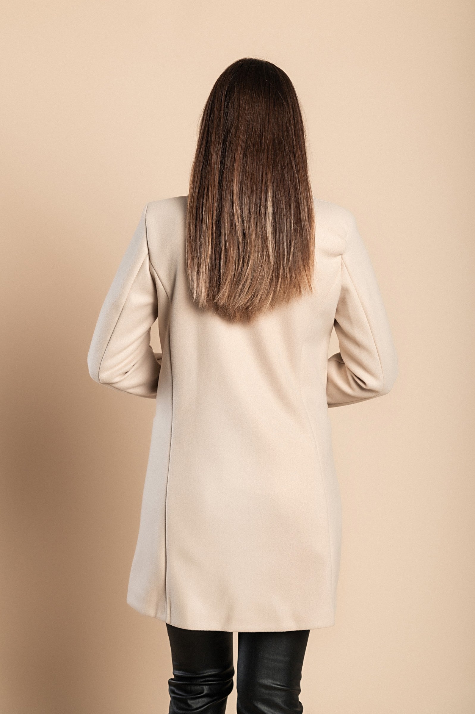 Elegant coat with one button, beige