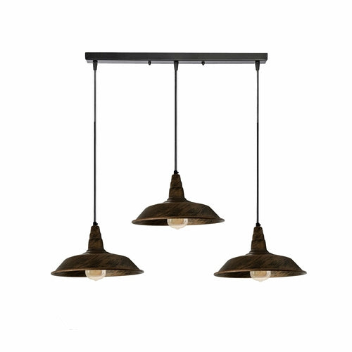 Industrial Vintage 3-Head Pendant Light | Brushed Copper Bowl