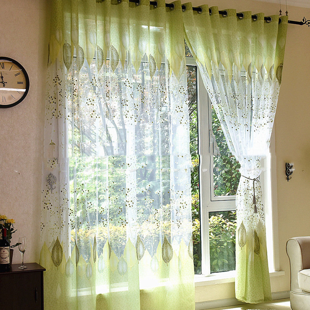 LeafLoom™ – Semi-Blackout Green Leaf Print Curtain