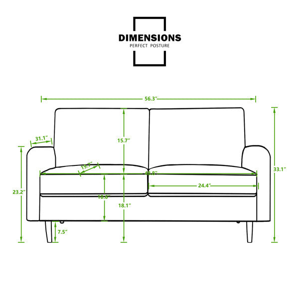 LuneluX_Home – 56.3" Velvet Round Arm Apartment Sofa