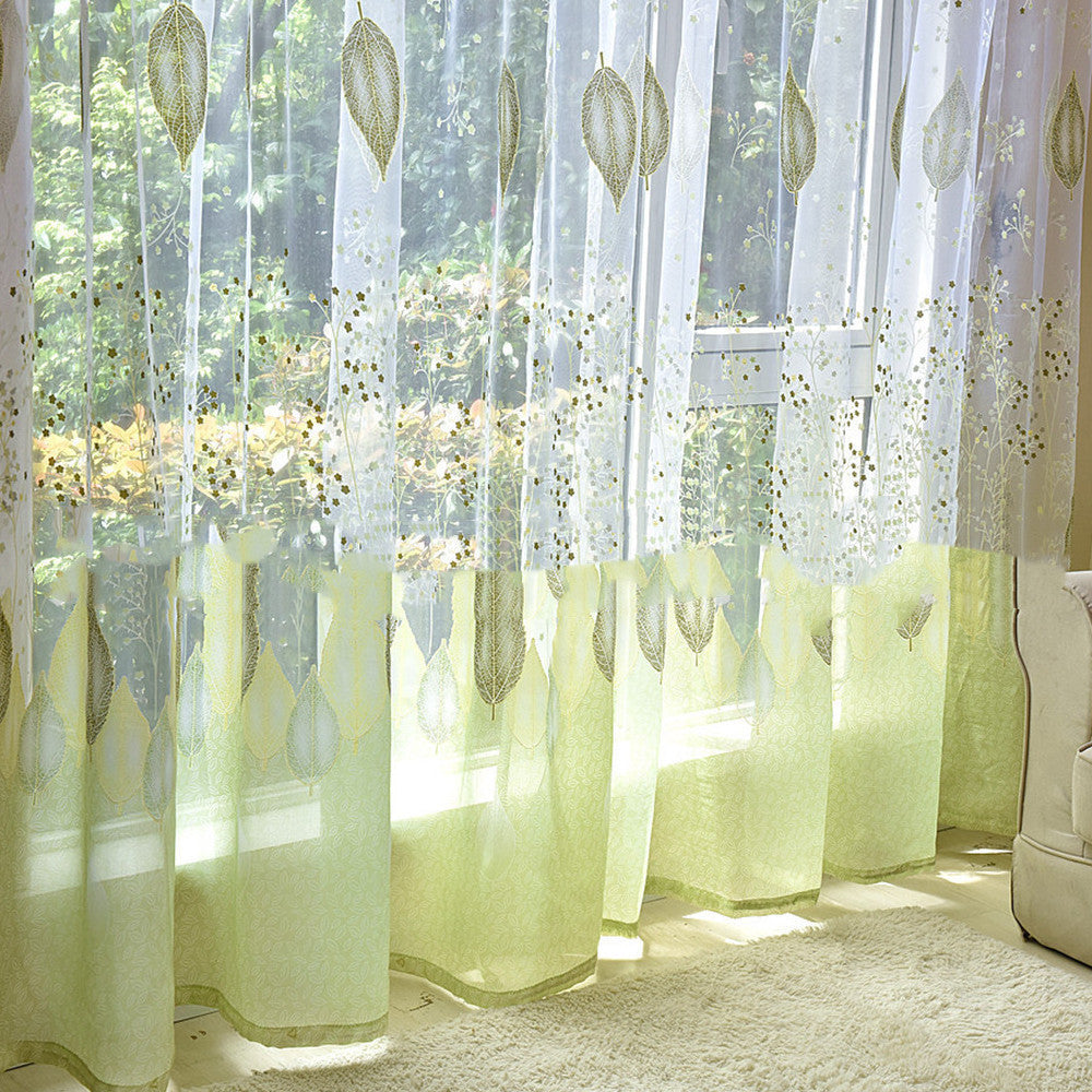 LeafLoom™ – Semi-Blackout Green Leaf Print Curtain