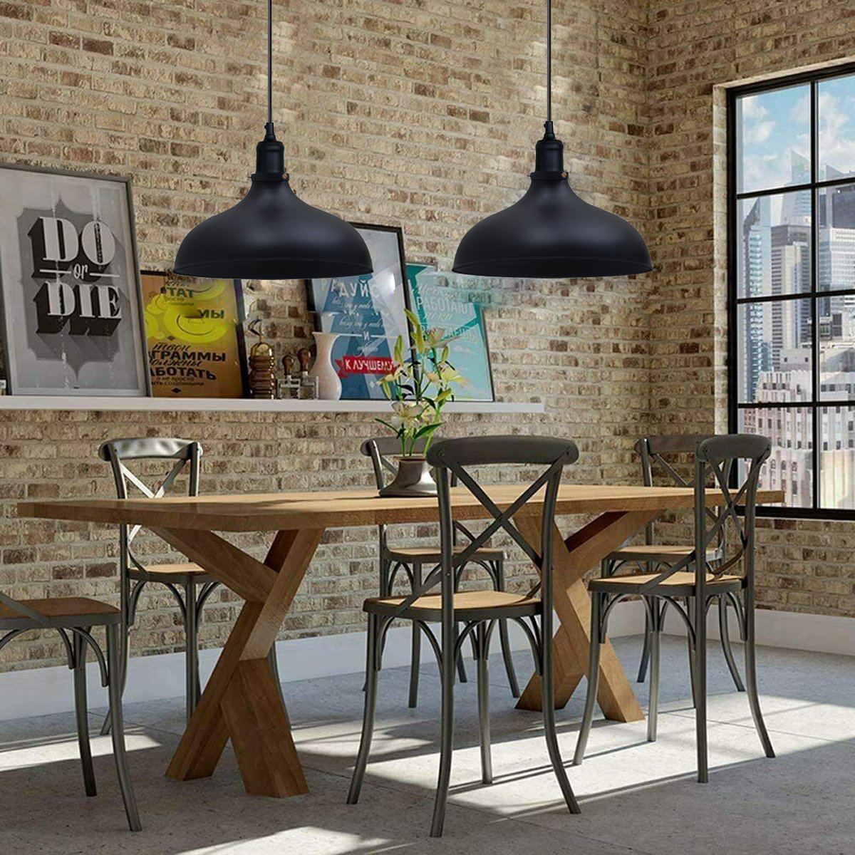 Black Industrial Retro Ceiling Pendant Light~1478