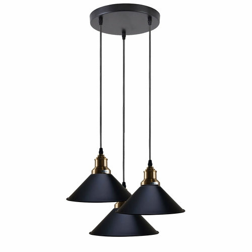 Black 3 Way Pendant Light Fixture Cone Shade Hanging Pendant Ceiling