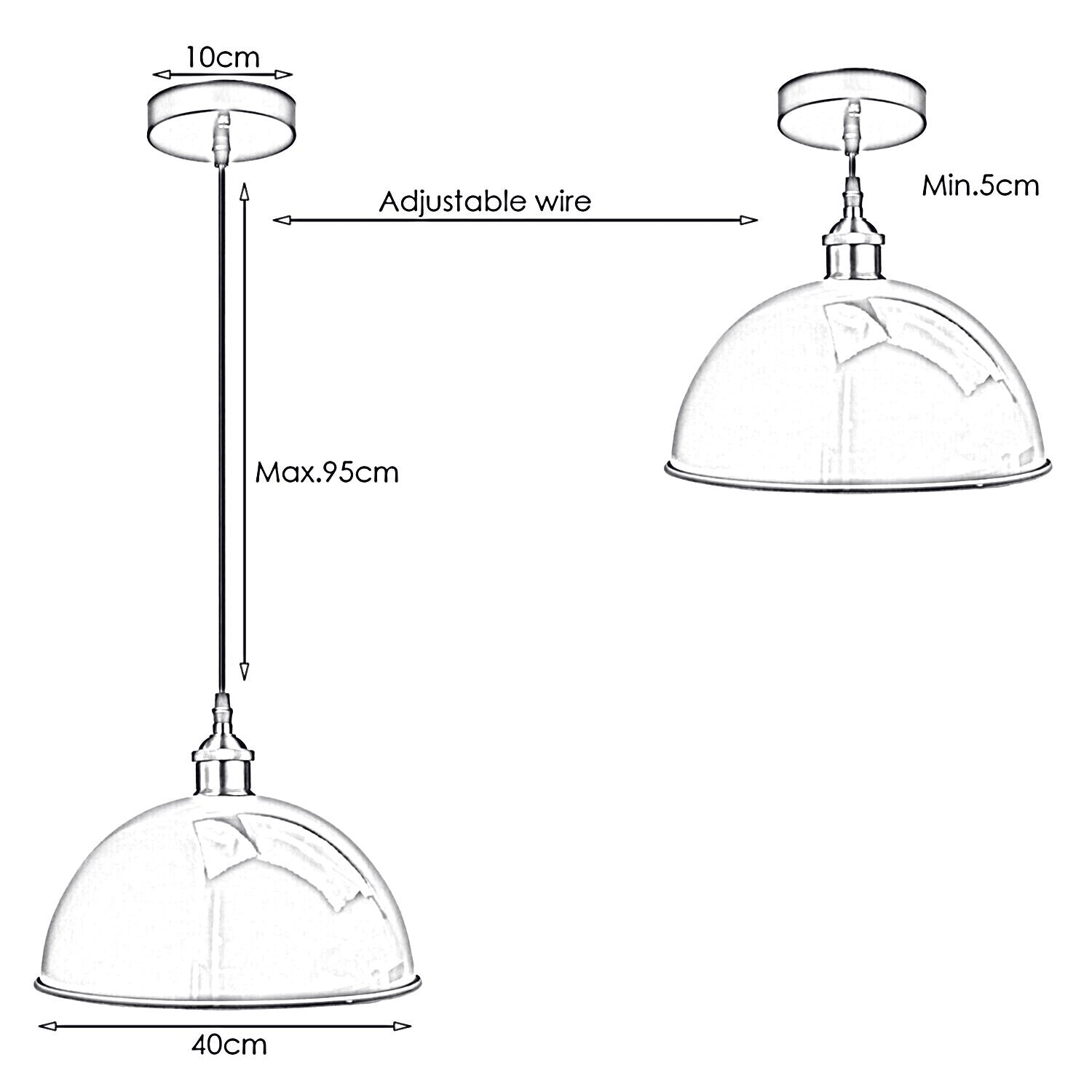 Grey Metal Ceiling Light Pendant Shade Retro Lampshade~1846