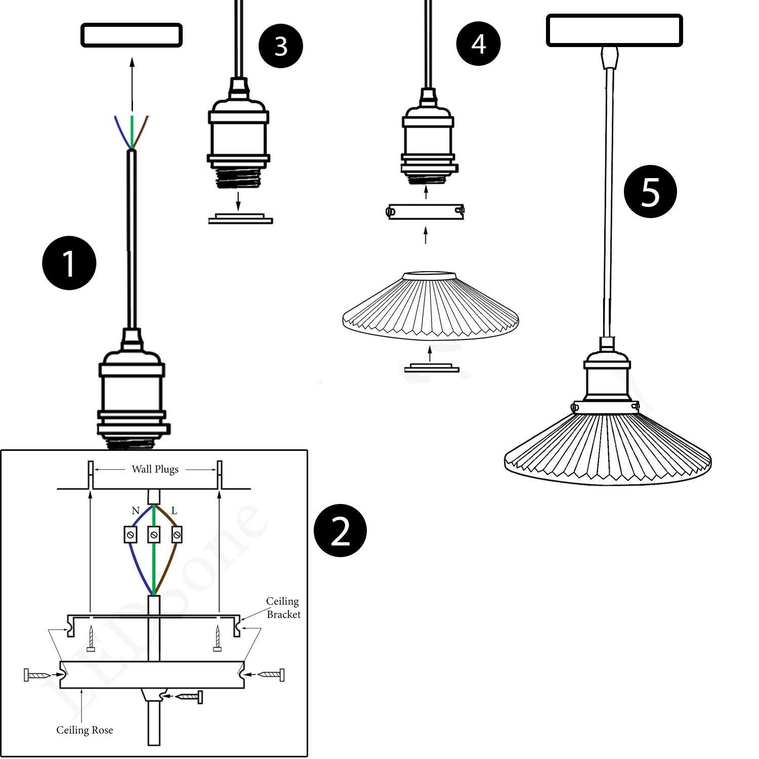 Industrial Suspended Ceiling Lights Style Glass Pendant Lamp ~1419