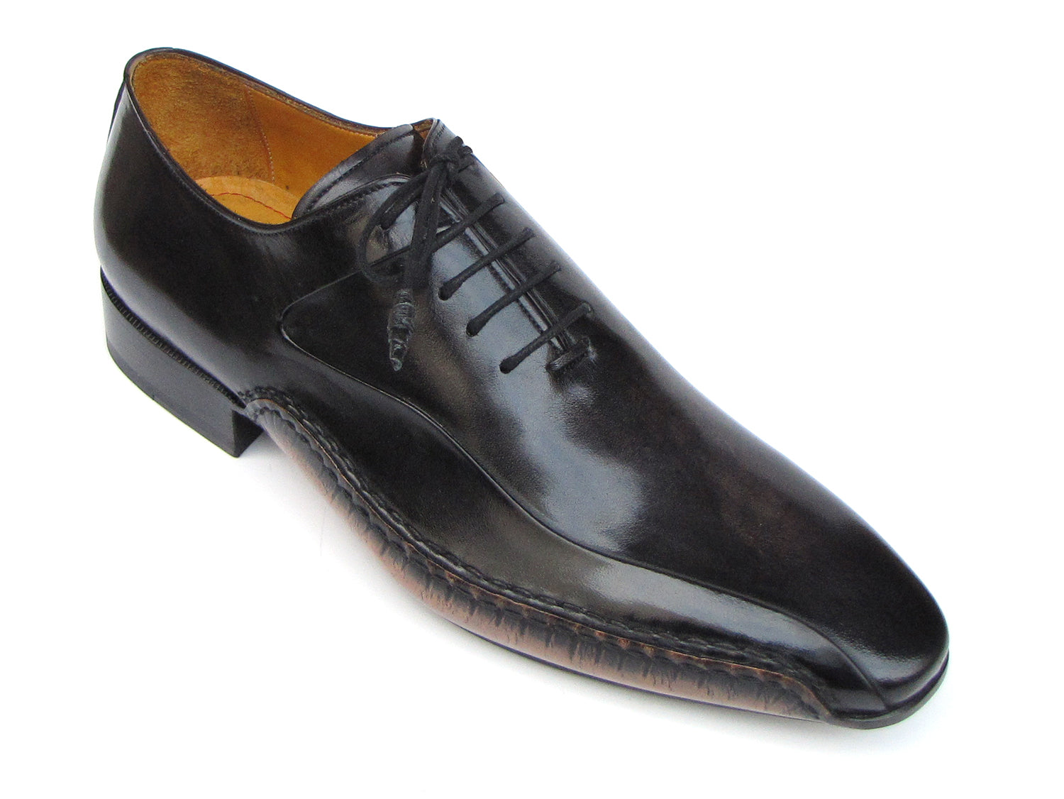 Paul Parkman Black Leather Oxfords Side Handsewn (ID#018-BLK)