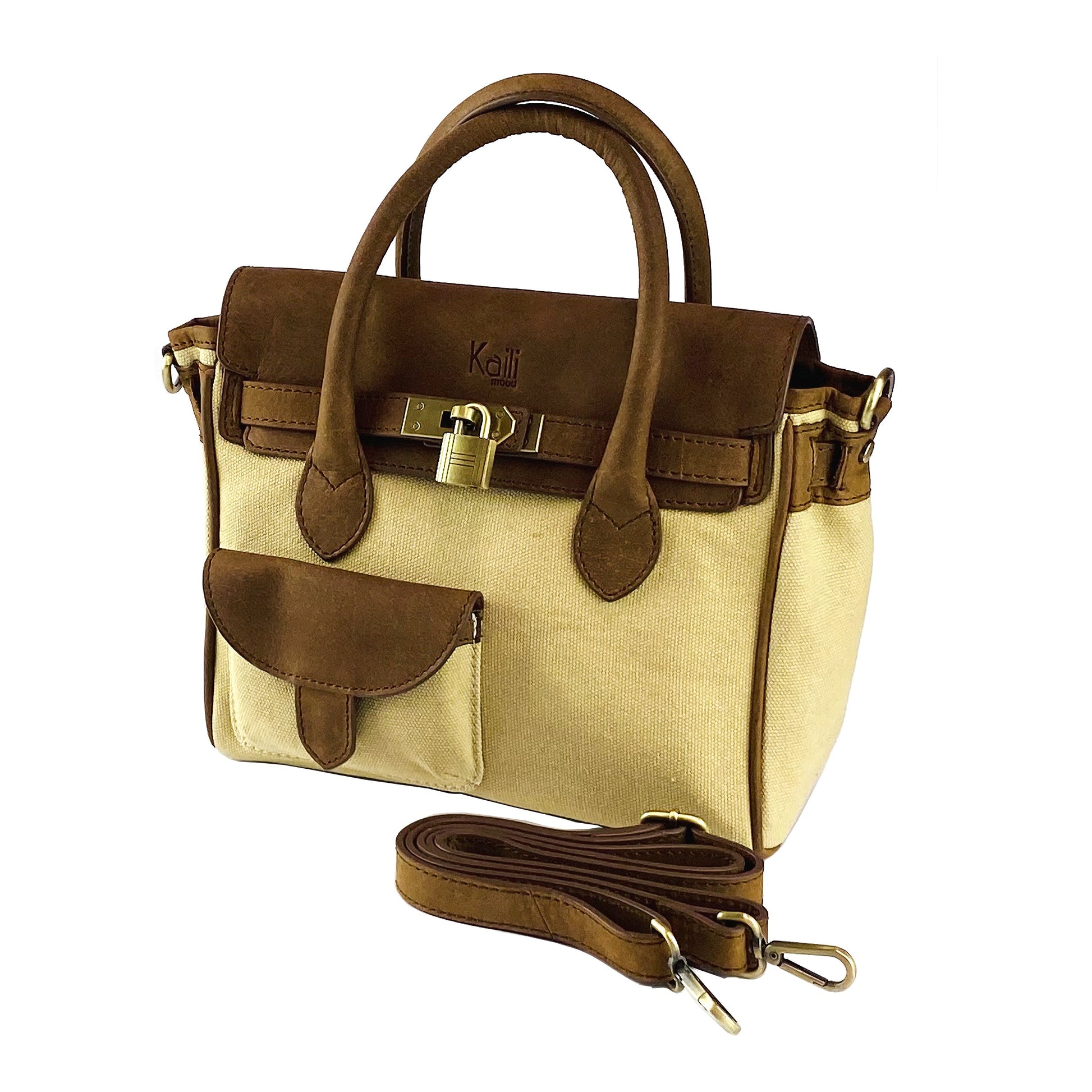 Mini Handbag in Canvas/Genuine Leather Made in Italy.