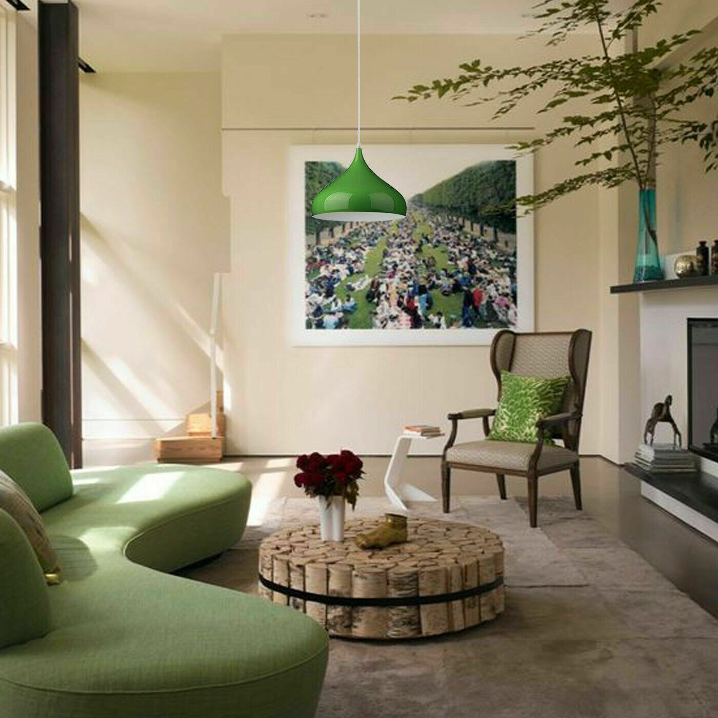 Modern Green Vintage Pendant Light with Dome Lampshade ~1512
