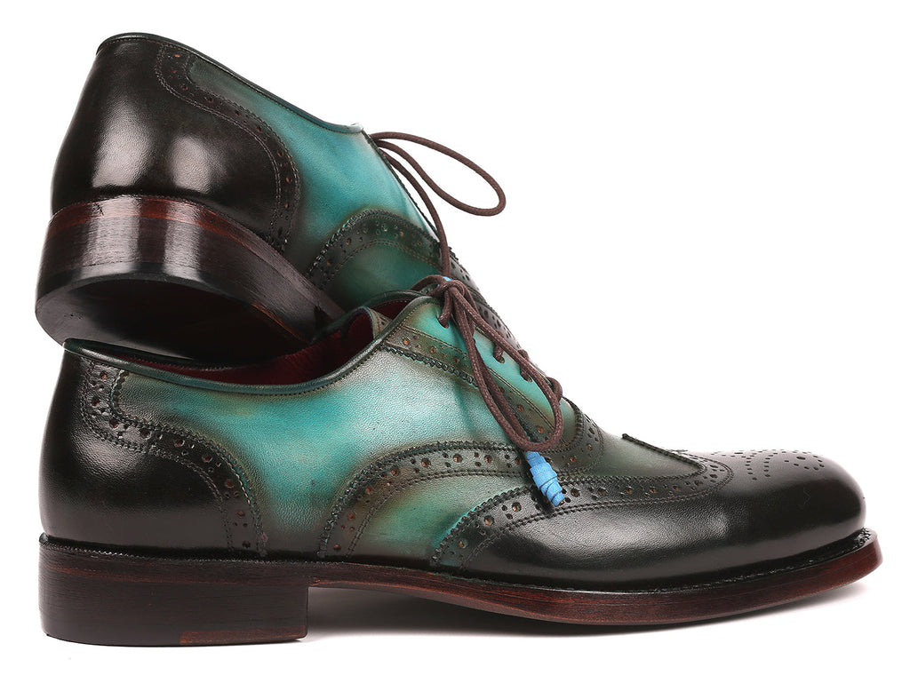 Paul Parkman Brown & Green Wingtip Oxfords Goodyear Welted