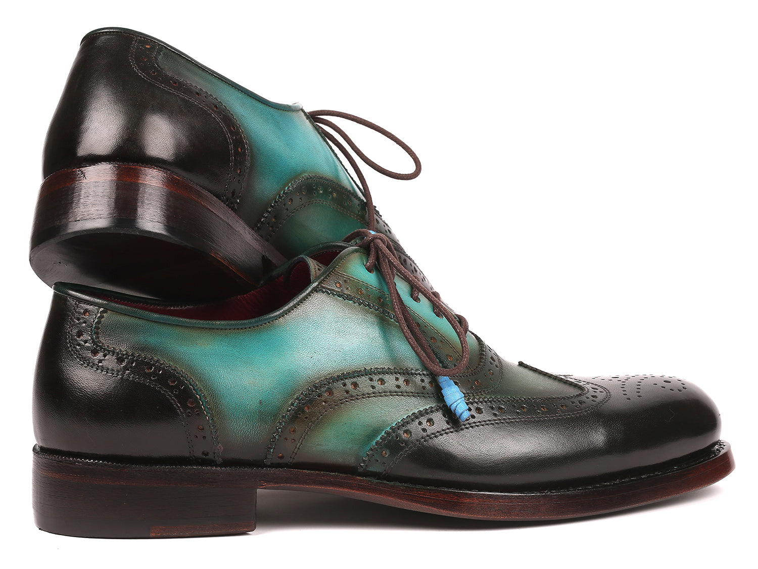 Paul Parkman Brown & Green Wingtip Oxfords Goodyear Welted