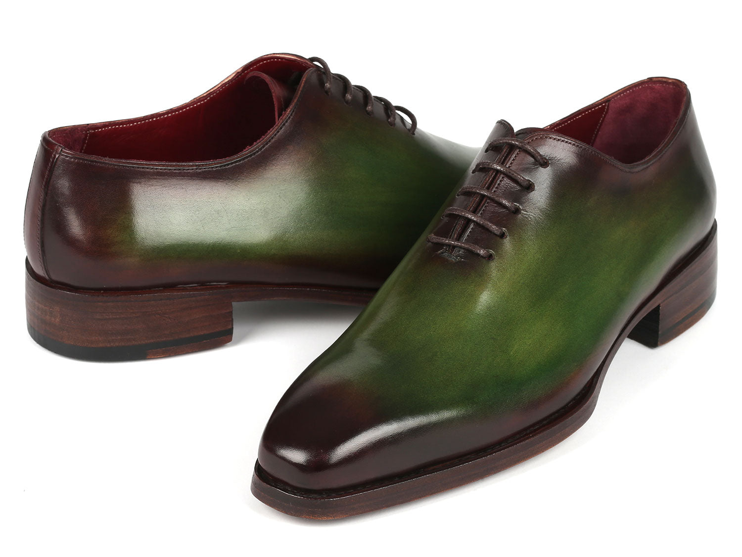 Paul Parkman Goodyear Welted Wholecut Oxfords Green & Bordeaux