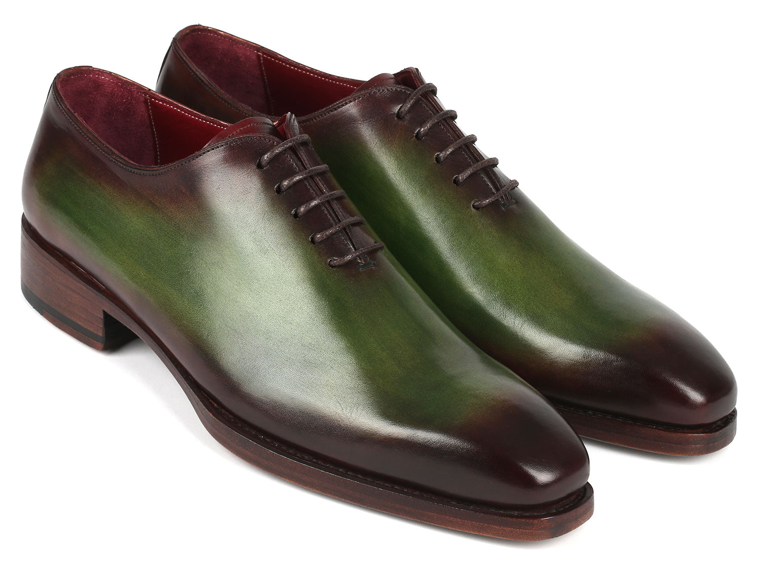 Paul Parkman Goodyear Welted Wholecut Oxfords Green & Bordeaux