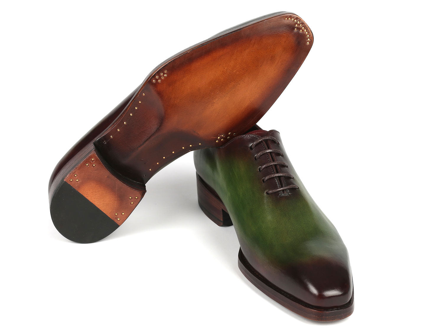 Paul Parkman Goodyear Welted Wholecut Oxfords Green & Bordeaux