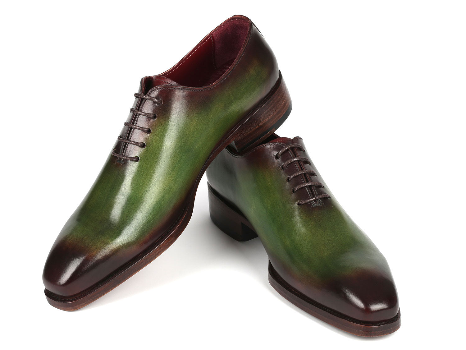 Paul Parkman Goodyear Welted Wholecut Oxfords Green & Bordeaux