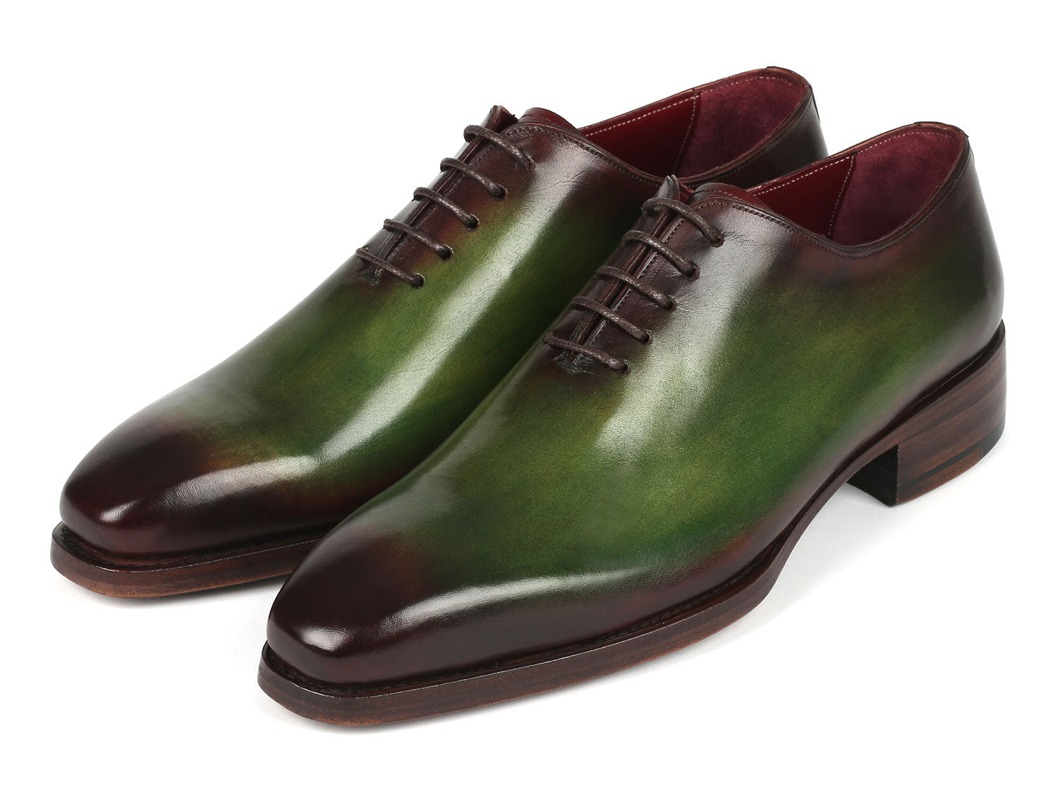 Paul Parkman Goodyear Welted Wholecut Oxfords Green & Bordeaux
