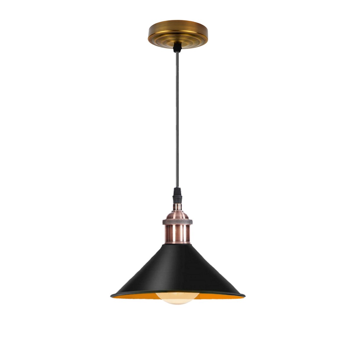 Modern Black Pendant Lamp Vintage Industrial Metal Cone Ceiling Light