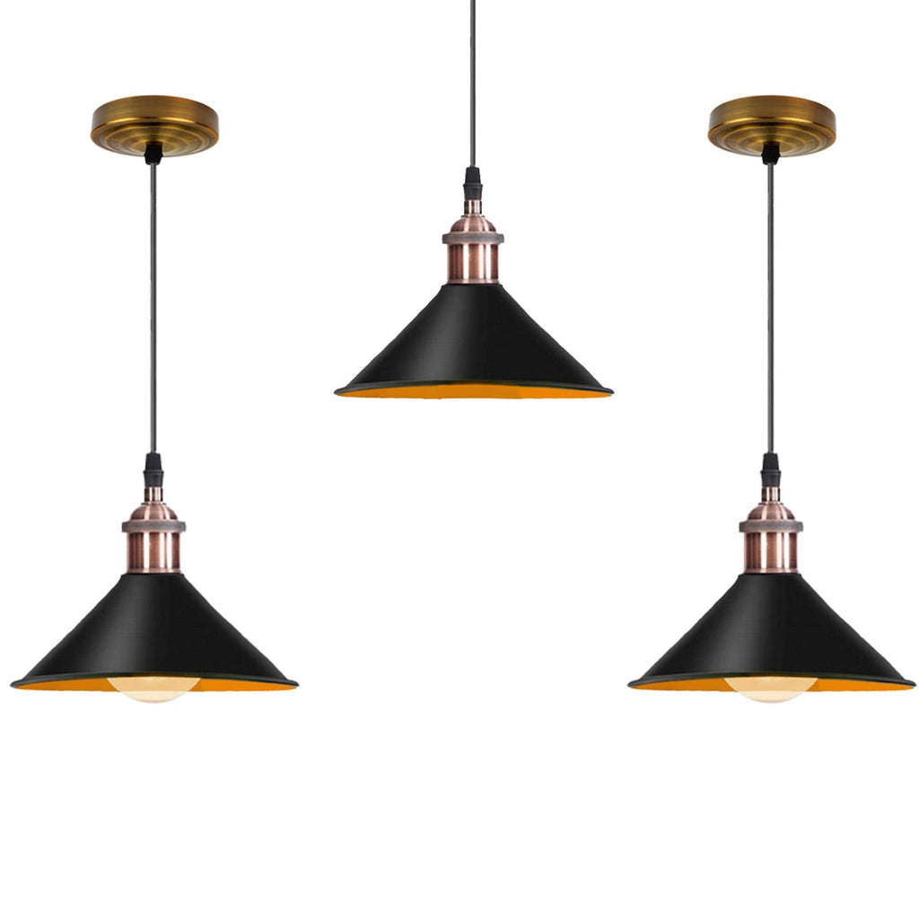 Modern Black Pendant Lamp Vintage Industrial Metal Cone Ceiling Light