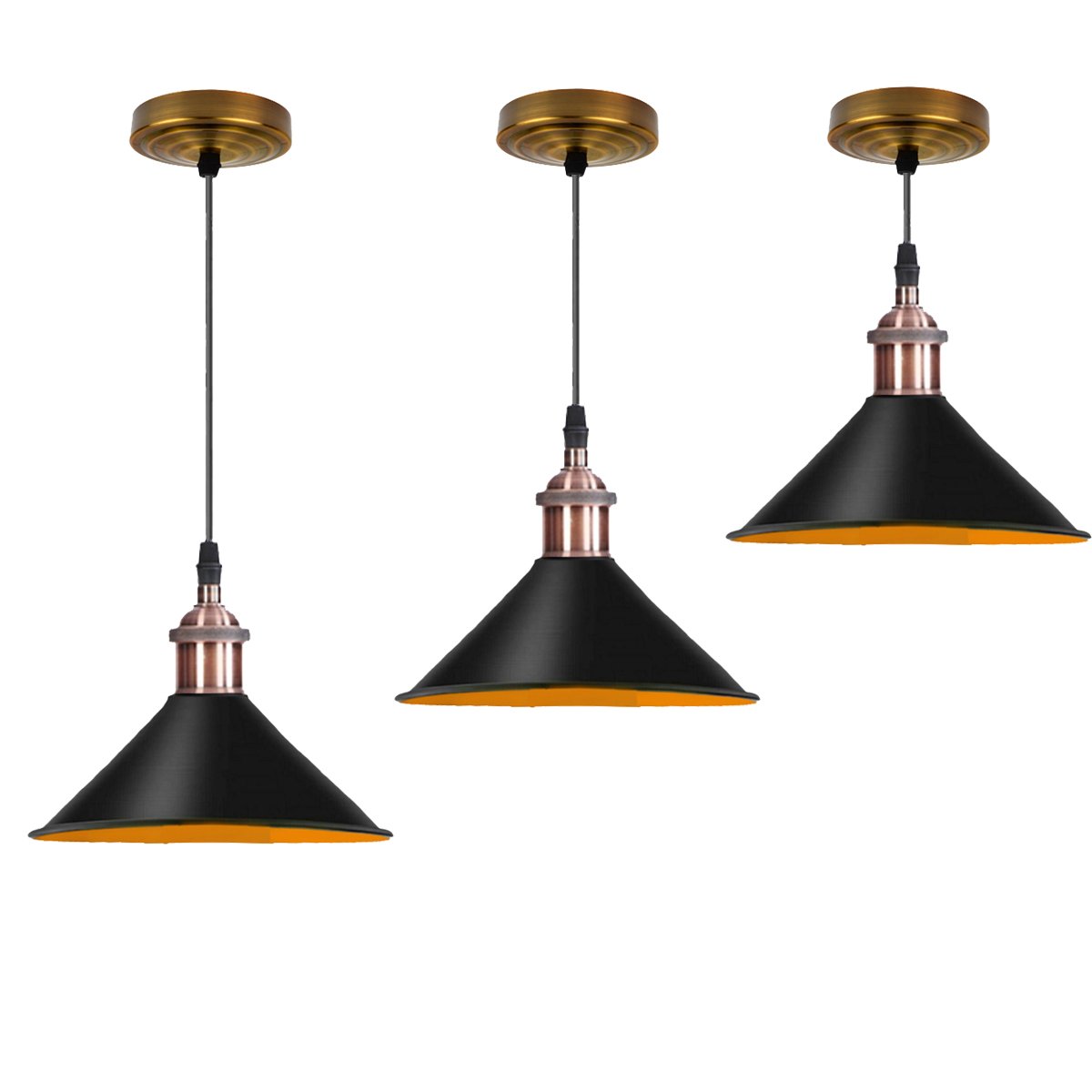 Modern Black Pendant Lamp Vintage Industrial Metal Cone Ceiling Light
