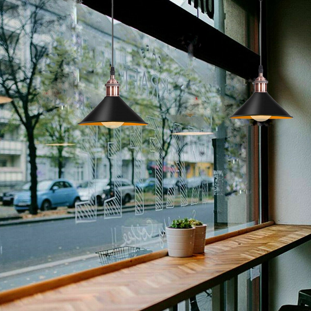 Modern Black Pendant Lamp Vintage Industrial Metal Cone Ceiling Light
