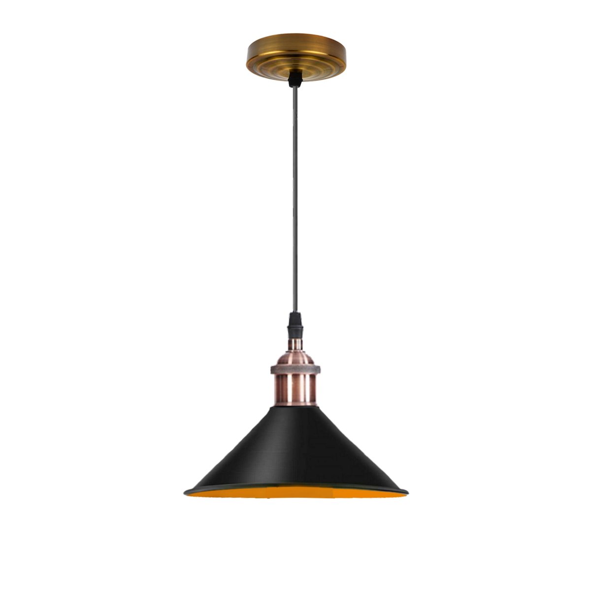 Modern Black Pendant Lamp Vintage Industrial Metal Cone Ceiling Light