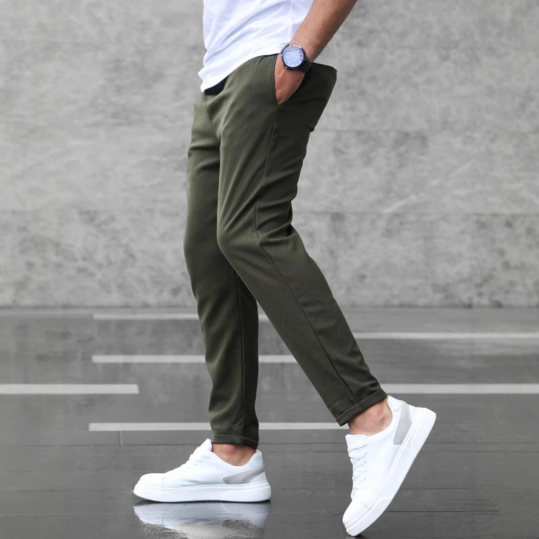 DenimDare™ Men’s Slim Fit Casual Pants With Drawstring & Pockets