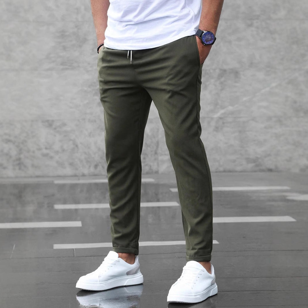 DenimDare™ Men’s Slim Fit Casual Pants With Drawstring & Pockets