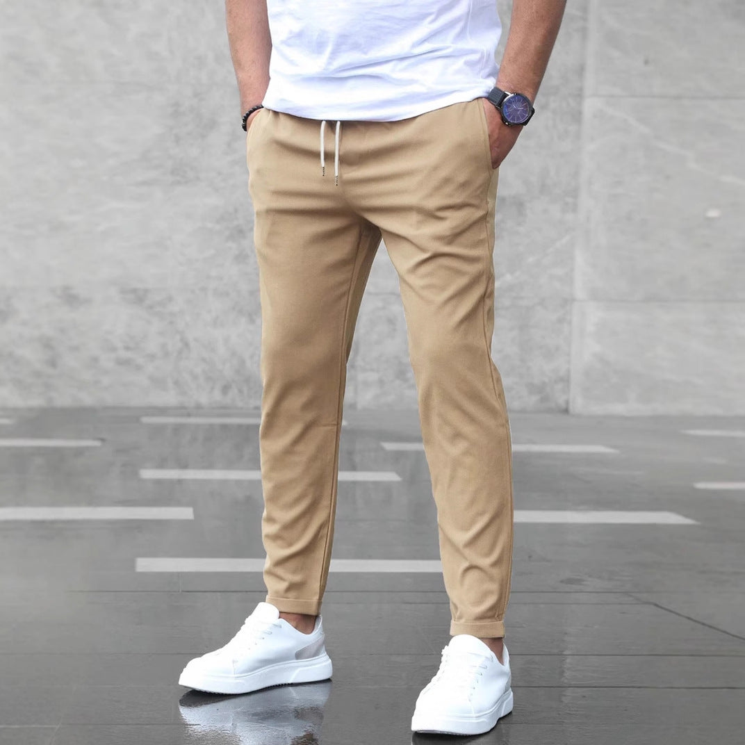 DenimDare™ Men’s Slim Fit Casual Pants With Drawstring & Pockets