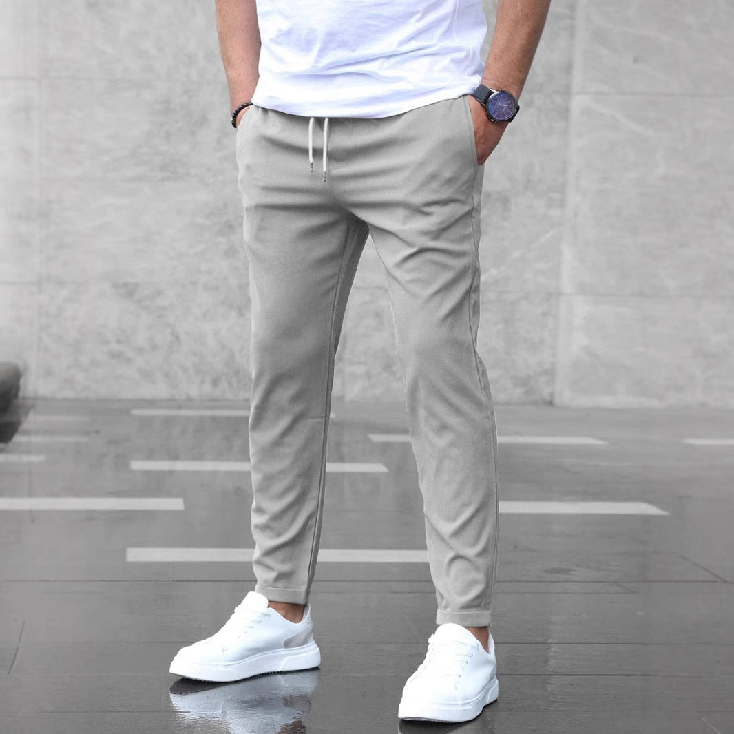 DenimDare™ Men’s Slim Fit Casual Pants With Drawstring & Pockets