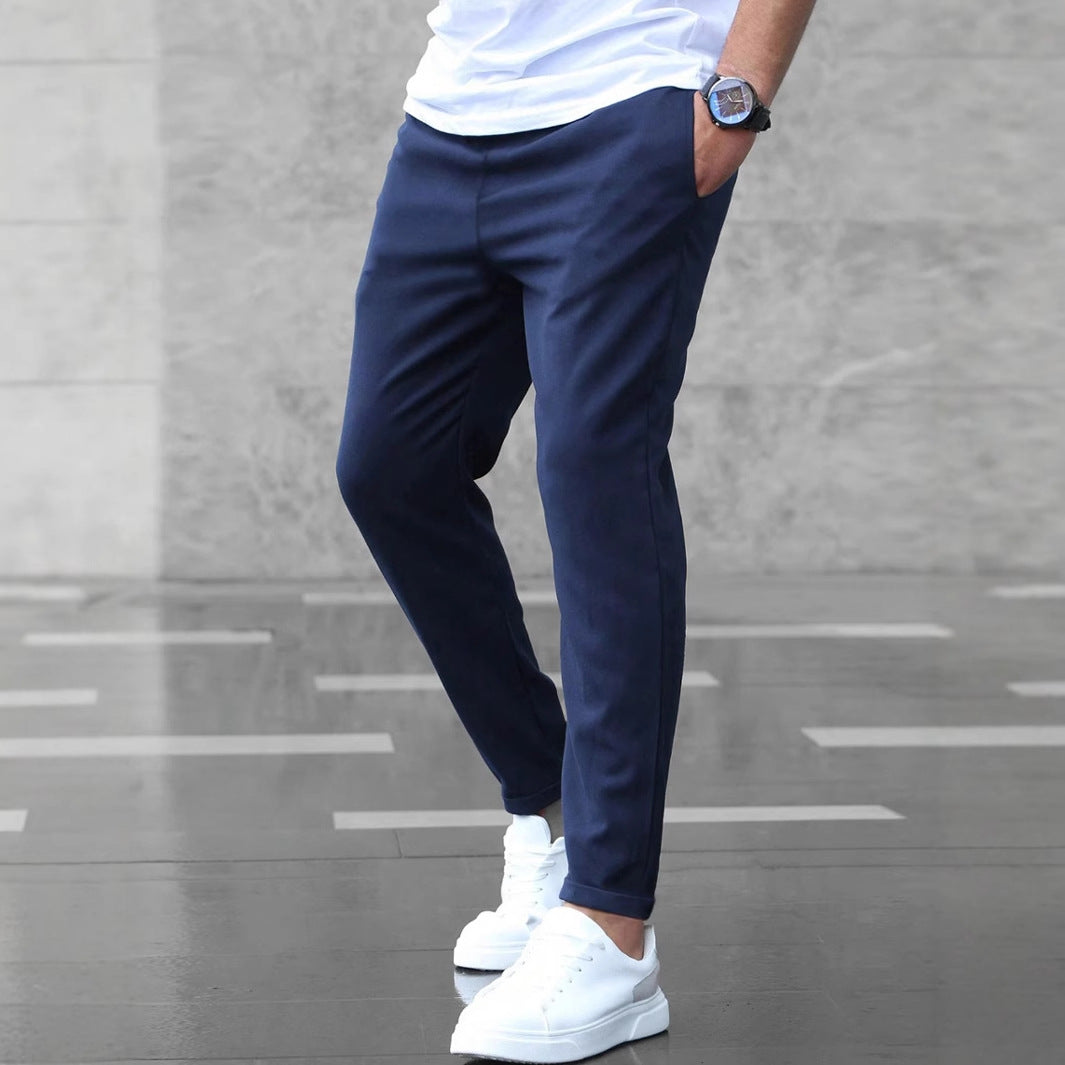 DenimDare™ Men’s Slim Fit Casual Pants With Drawstring & Pockets