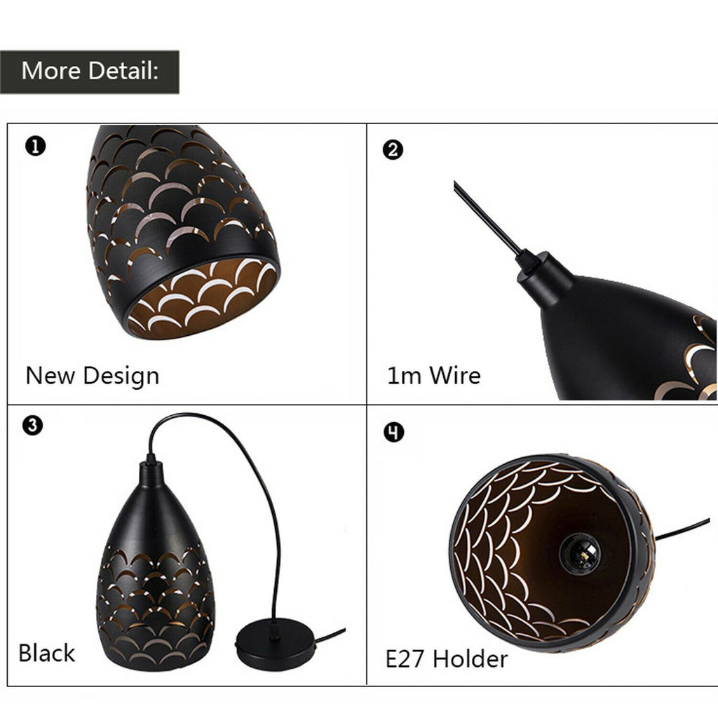 Luxury Pendant Cluster Light Fitting Lights Black Cage.