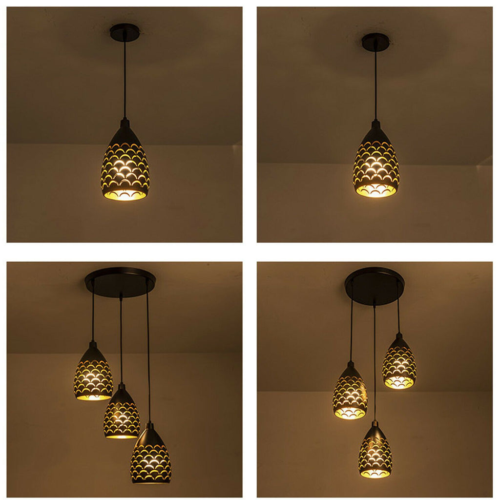 Luxury Pendant Cluster Light Fitting Lights Black Cage.