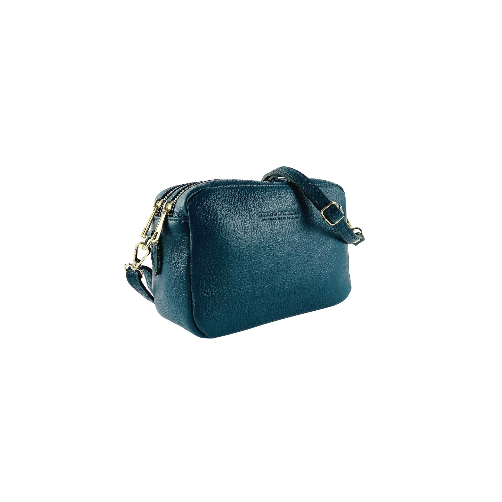 Women’s Double-Zip Leather Crossbody Bag – Made in Italy