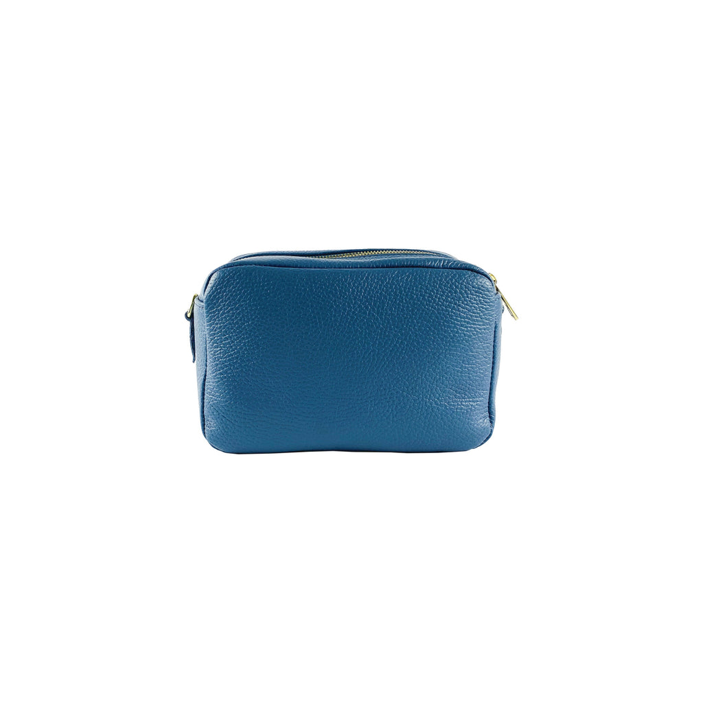 Women's Double Zip Shoulder Bag in Genuine Leather Made in Italy.