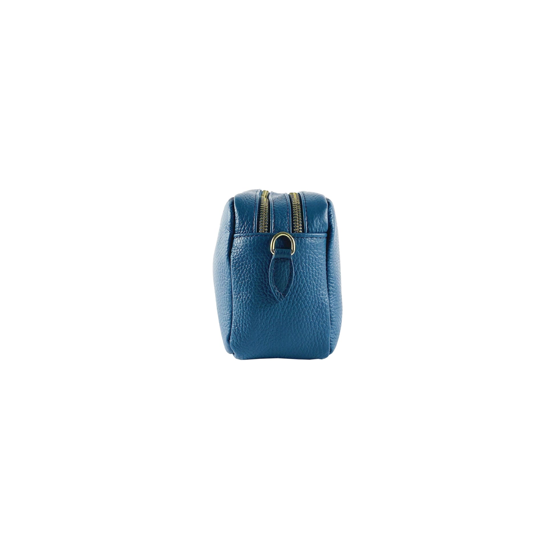 Women's Double Zip Shoulder Bag in Genuine Leather Made in Italy.