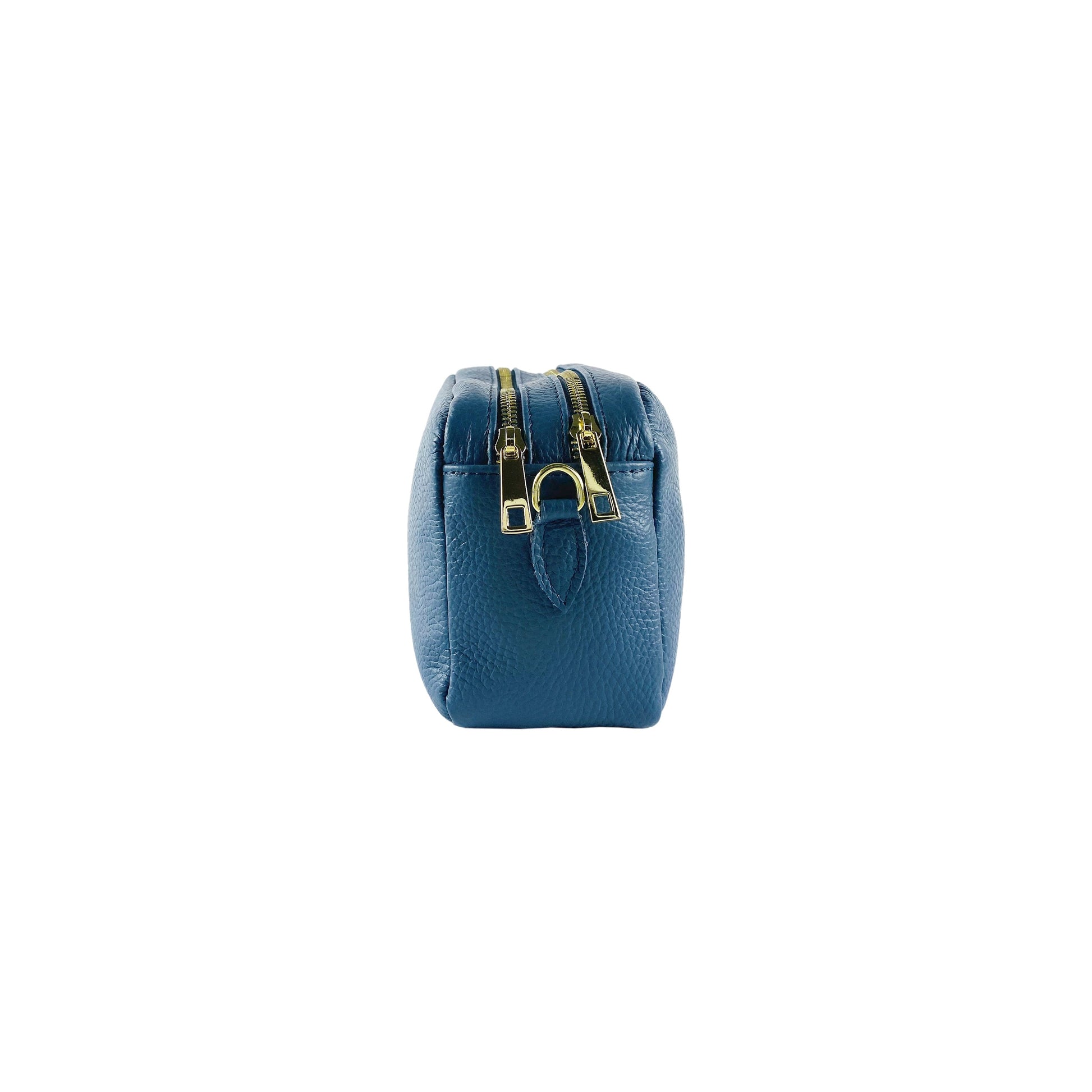 Women's Double Zip Shoulder Bag in Genuine Leather Made in Italy.