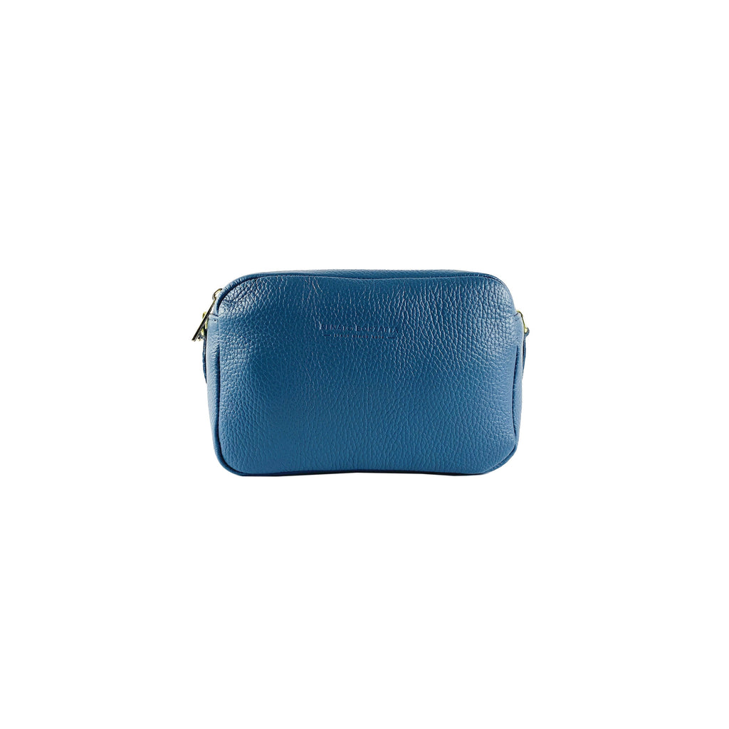 Women's Double Zip Shoulder Bag in Genuine Leather Made in Italy.
